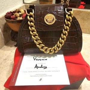 💯 AUTHENTIC EXTREMELY RARE VINTAGE VERSACE LA MEDUSA ALLIGATOR BAG